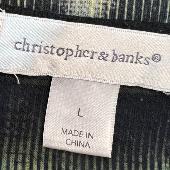 Christopher & Banks Yellow/Green/Black Striped Rhinestone Tee - L - Y2K Sparkle! - Picture 5 of 8